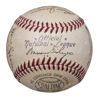 1954 New York Giants Team Signed ONL Giles Baseball With 22 Signatures Including Mays & Durocher (PSA/DNA)